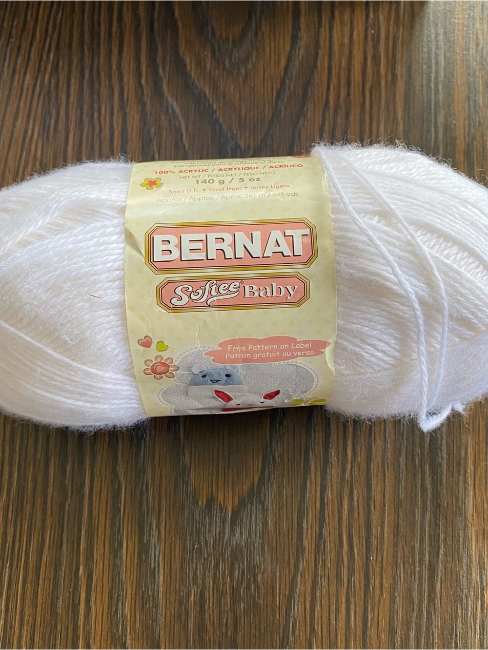 1 Softee Baby White Yarn 4.5 oz